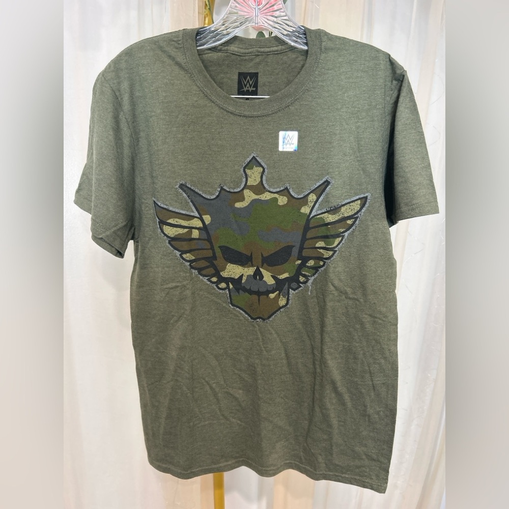 WWE American Nightmare Cody Rhodes Shirt Men’s Small Green Camo Skull Graphic
